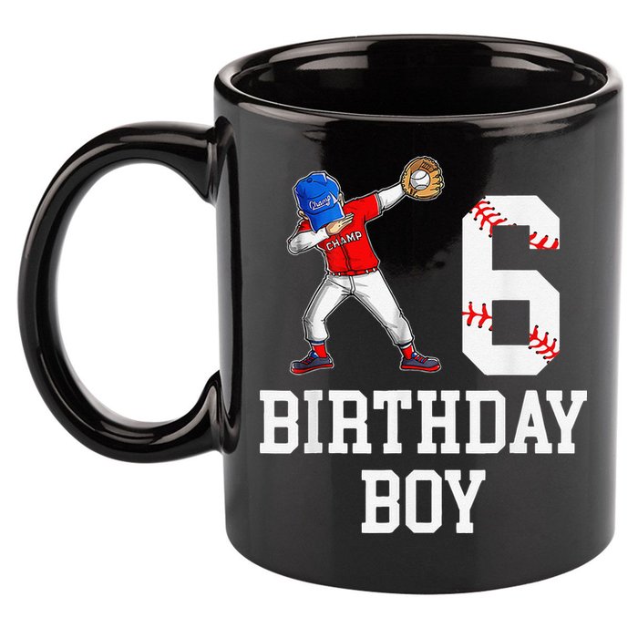 6th Birthday Baseball Big Number Six 6 Year Old Gift 11oz C Handle Ceramic Mug
