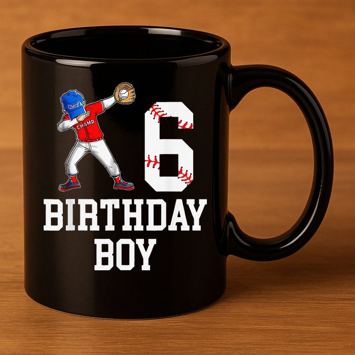 6th Birthday Baseball Big Number Six 6 Year Old Gift 11oz C Handle Ceramic Mug