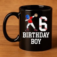 6th Birthday Baseball Big Number Six 6 Year Old Gift 11oz C Handle Ceramic Mug
