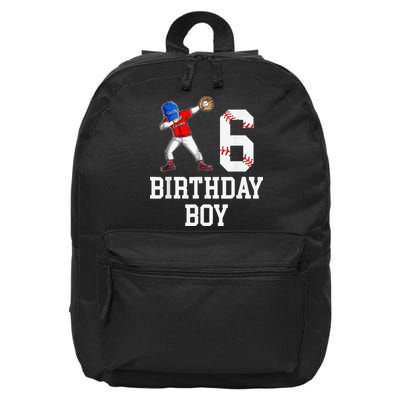 6th Birthday Baseball Big Number Six 6 Year Old Gift 16 in Basic Backpack