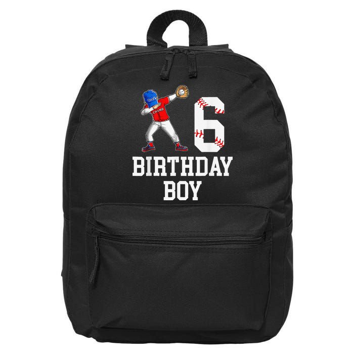 6th Birthday Baseball Big Number Six 6 Year Old Gift 16 in Basic Backpack