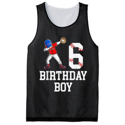 6th Birthday Baseball Big Number Six 6 Year Old Gift Mesh Reversible Basketball Jersey Tank