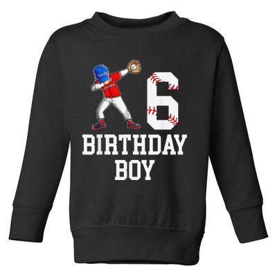 6th Birthday Baseball Big Number Six 6 Year Old Gift Toddler Sweatshirt