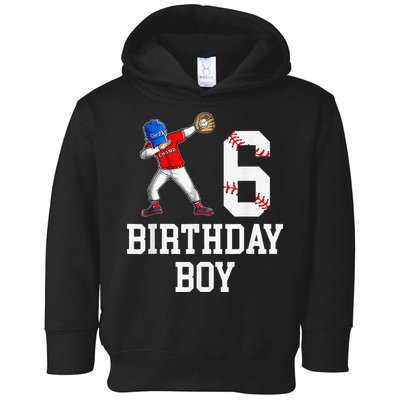 6th Birthday Baseball Big Number Six 6 Year Old Gift Toddler Hoodie
