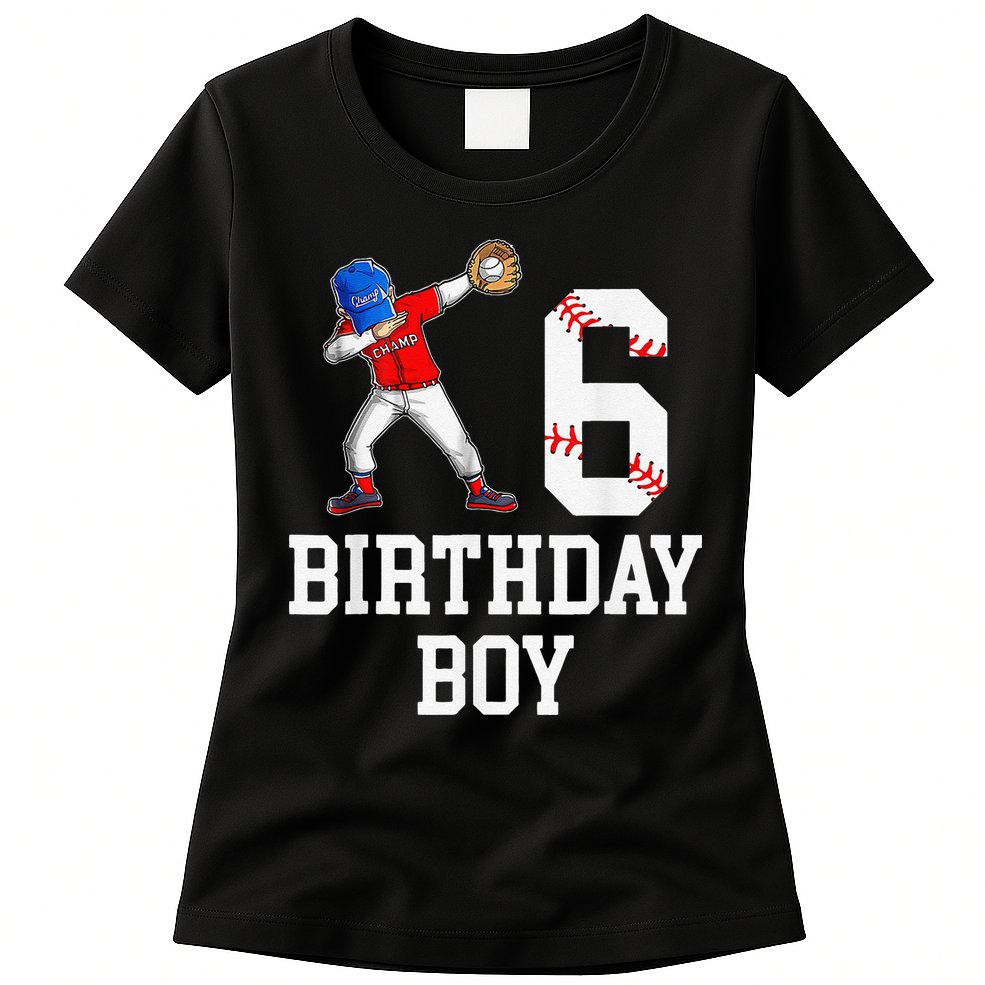 6th Birthday Baseball Big Number Six 6 Year Old Gift Womens T-Shirt
