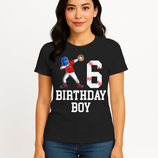 6th Birthday Baseball Big Number Six 6 Year Old Gift Womens T-Shirt
