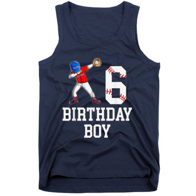 6th Birthday Baseball Big Number Six 6 Year Old Gift Tank Top