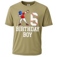 6th Birthday Baseball Big Number Six 6 Year Old Gift Cooling Performance Crew T-Shirt