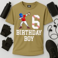 6th Birthday Baseball Big Number Six 6 Year Old Gift Cooling Performance Crew T-Shirt
