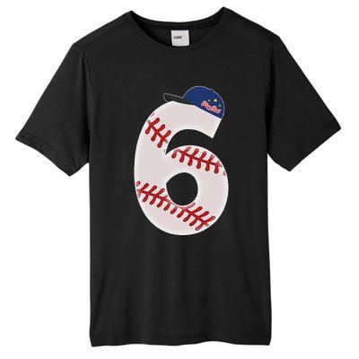 6th Birthday Baseball Big Number 6 Year Old Tall Fusion ChromaSoft Performance T-Shirt