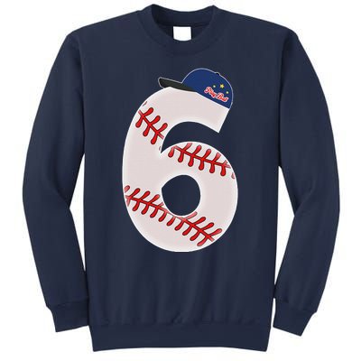 6th Birthday Baseball Big Number 6 Year Old Sweatshirt