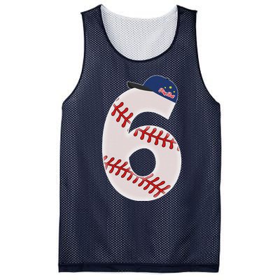 6th Birthday Baseball Big Number 6 Year Old Mesh Reversible Basketball Jersey Tank