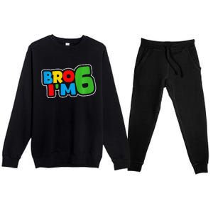 6th Birthday Boy Bro I’M 6 Year Old Four Party Premium Crewneck Sweatsuit Set