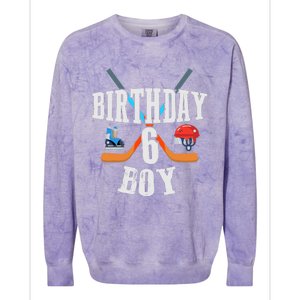 6th Birthday Boy Ice Hockey 6 Years Old Birthday Squad Party Colorblast Crewneck Sweatshirt