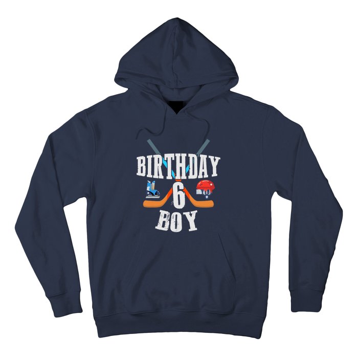 6th Birthday Boy Ice Hockey 6 Years Old Birthday Squad Party Hoodie