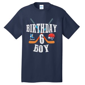 6th Birthday Boy Ice Hockey 6 Years Old Birthday Squad Party Tall T-Shirt