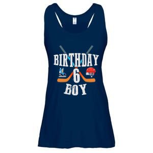 6th Birthday Boy Ice Hockey 6 Years Old Birthday Squad Party Ladies Essential Flowy Tank