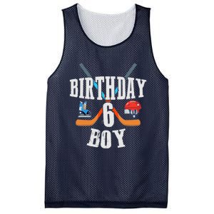 6th Birthday Boy Ice Hockey 6 Years Old Birthday Squad Party Mesh Reversible Basketball Jersey Tank