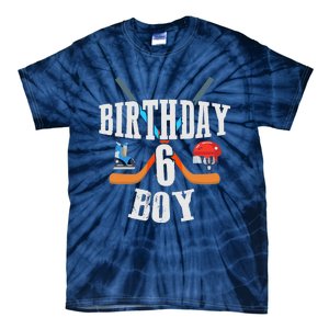 6th Birthday Boy Ice Hockey 6 Years Old Birthday Squad Party Tie-Dye T-Shirt