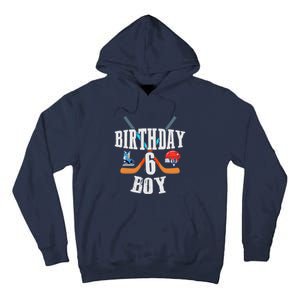 6th Birthday Boy Ice Hockey 6 Years Old Birthday Squad Party Tall Hoodie