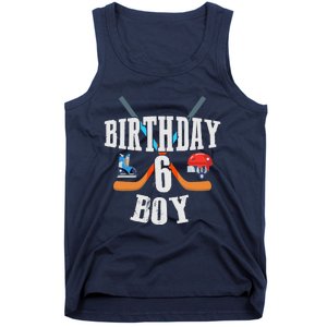 6th Birthday Boy Ice Hockey 6 Years Old Birthday Squad Party Tank Top