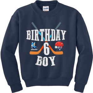 6th Birthday Boy Ice Hockey 6 Years Old Birthday Squad Party Kids Sweatshirt