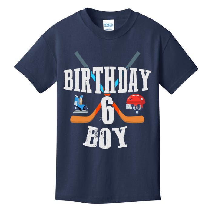 6th Birthday Boy Ice Hockey 6 Years Old Birthday Squad Party Kids T-Shirt