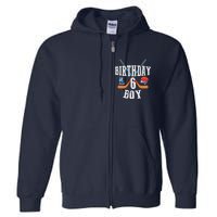 6th Birthday Boy Ice Hockey 6 Years Old Birthday Squad Party Full Zip Hoodie