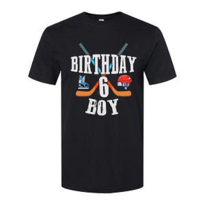 6th Birthday Boy Ice Hockey 6 Years Old Birthday Squad Party Softstyle CVC T-Shirt