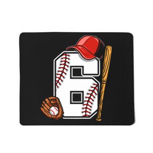  6th Birthday Baseball Boy Six 6 Years Old Mousepad