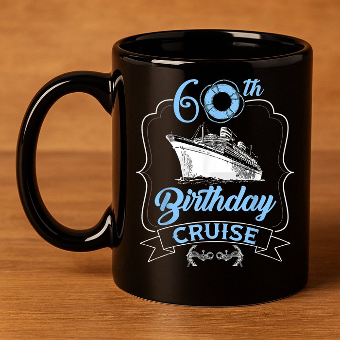60th Birthday Cruise 11oz C Handle Ceramic Mug