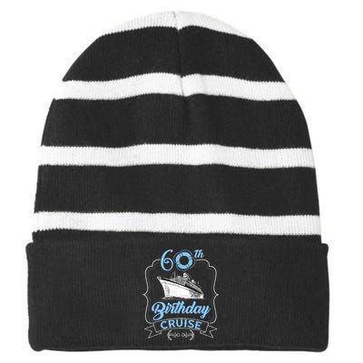 60th Birthday Cruise Striped Beanie with Solid Band