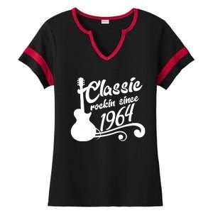 60th Birthday Classic Rockin Since 1964 Ladies Halftime Notch Neck Tee