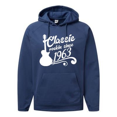 60th Birthday Classic Rockin Since 1963 Performance Fleece Hoodie