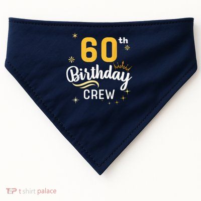 60th Birthday Crew 60th Bday Party Squad Friends Crown USA-Made Doggie Bandana