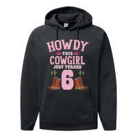 6th Birthday Cow Howdy Western Themed Birthday Performance Fleece Hoodie