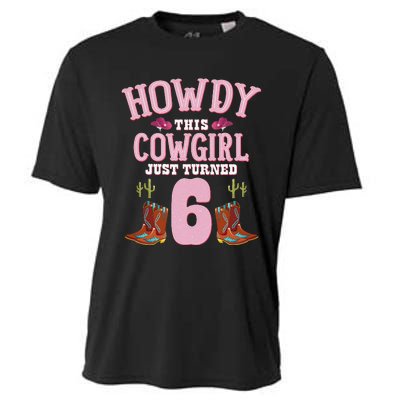 6th Birthday Cow Howdy Western Themed Birthday Cooling Performance Crew T-Shirt