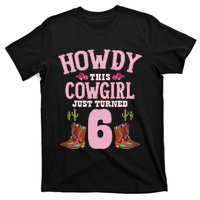 6th Birthday Cow Howdy Western Themed Birthday T-Shirt