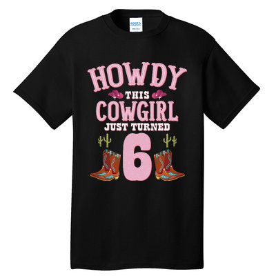 6th Birthday Cow Howdy Western Themed Birthday Tall T-Shirt