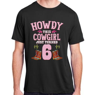 6th Birthday Cow Howdy Western Themed Birthday Adult ChromaSoft Performance T-Shirt