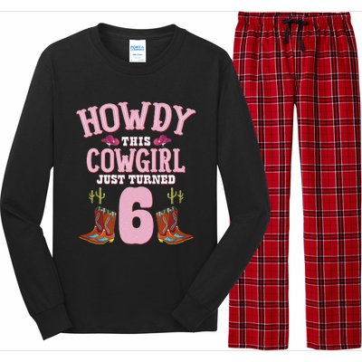 6th Birthday Cow Howdy Western Themed Birthday Long Sleeve Pajama Set