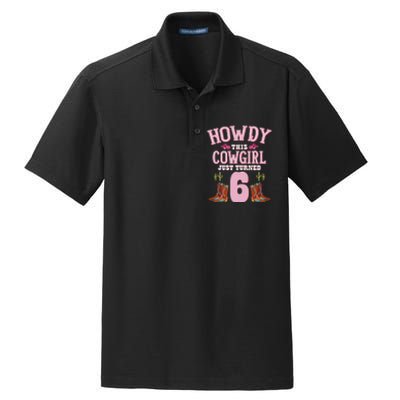 6th Birthday Cow Howdy Western Themed Birthday Dry Zone Grid Polo