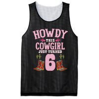 6th Birthday Cow Howdy Western Themed Birthday Mesh Reversible Basketball Jersey Tank