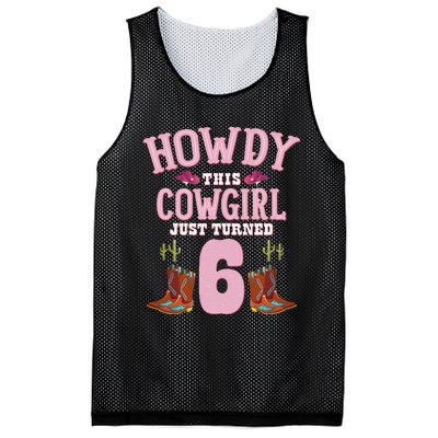 6th Birthday Cow Howdy Western Themed Birthday Mesh Reversible Basketball Jersey Tank