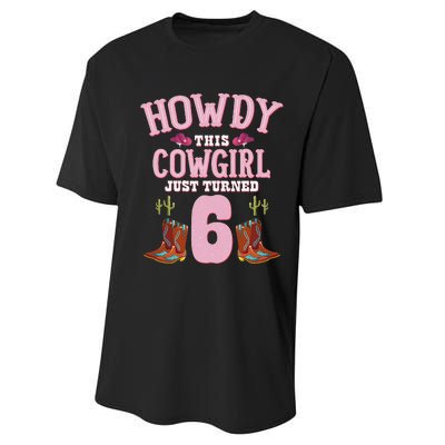 6th Birthday Cow Howdy Western Themed Birthday Performance Sprint T-Shirt