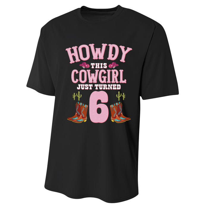 6th Birthday Cow Howdy Western Themed Birthday Performance Sprint T-Shirt