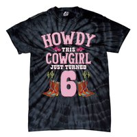 6th Birthday Cow Howdy Western Themed Birthday Tie-Dye T-Shirt