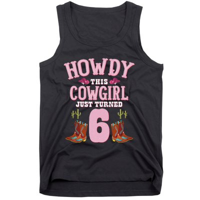 6th Birthday Cow Howdy Western Themed Birthday Tank Top