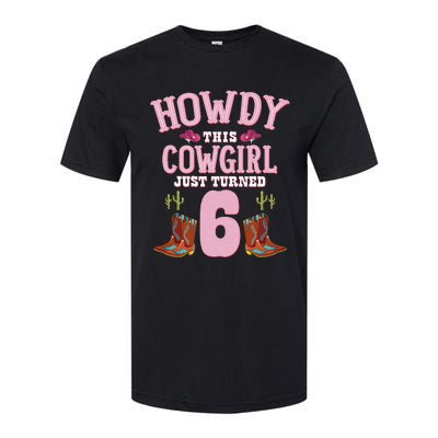 6th Birthday Cow Howdy Western Themed Birthday Softstyle CVC T-Shirt