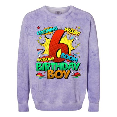 6th Birthday Comic Style 6 Year Old Gifts Colorblast Crewneck Sweatshirt